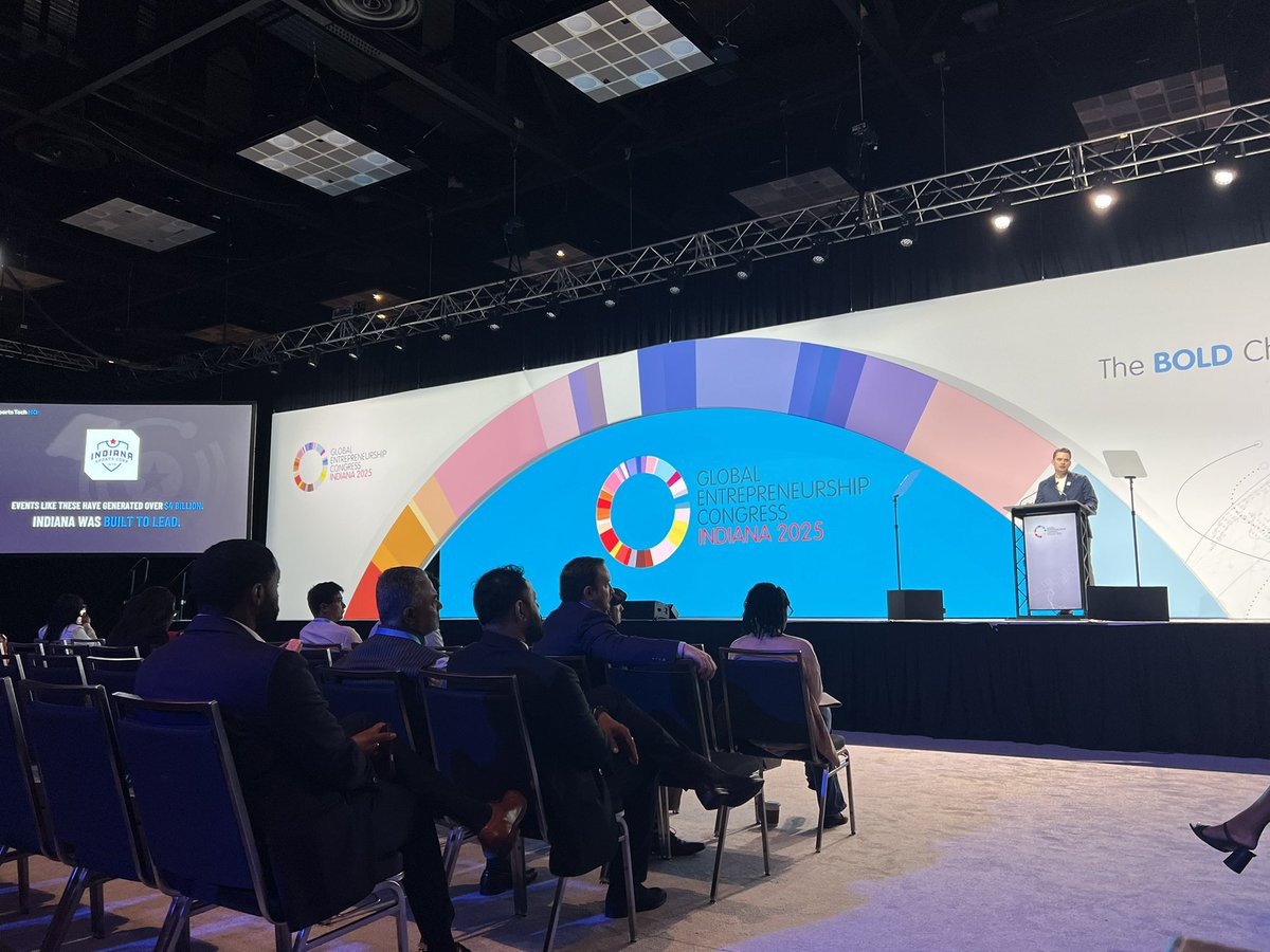 .<a href="/brianalkire4/">Brian Alkire</a> from the main stage of #GEC2025 — sharing how <a href="/sportstechhq/">Sports Tech HQ</a> is transforming the world of sports &amp; the state of Indiana.