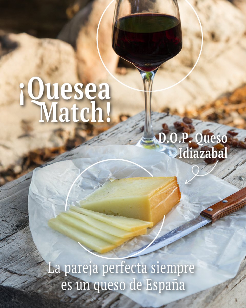 🧀🇪🇸 D.O.P. queso Idiazabal &amp; 🍷 vino tinto joven…It's a match! 💘 Su sabor ahumado y a frutos secos combina genial con la frescura del tempranillo. ¡Quesea con quien tú quieras! 💑🧑‍🤝‍🧑 #queseaconquesosdeespaña #quesea #quesos #inlac #3lacteosaldia