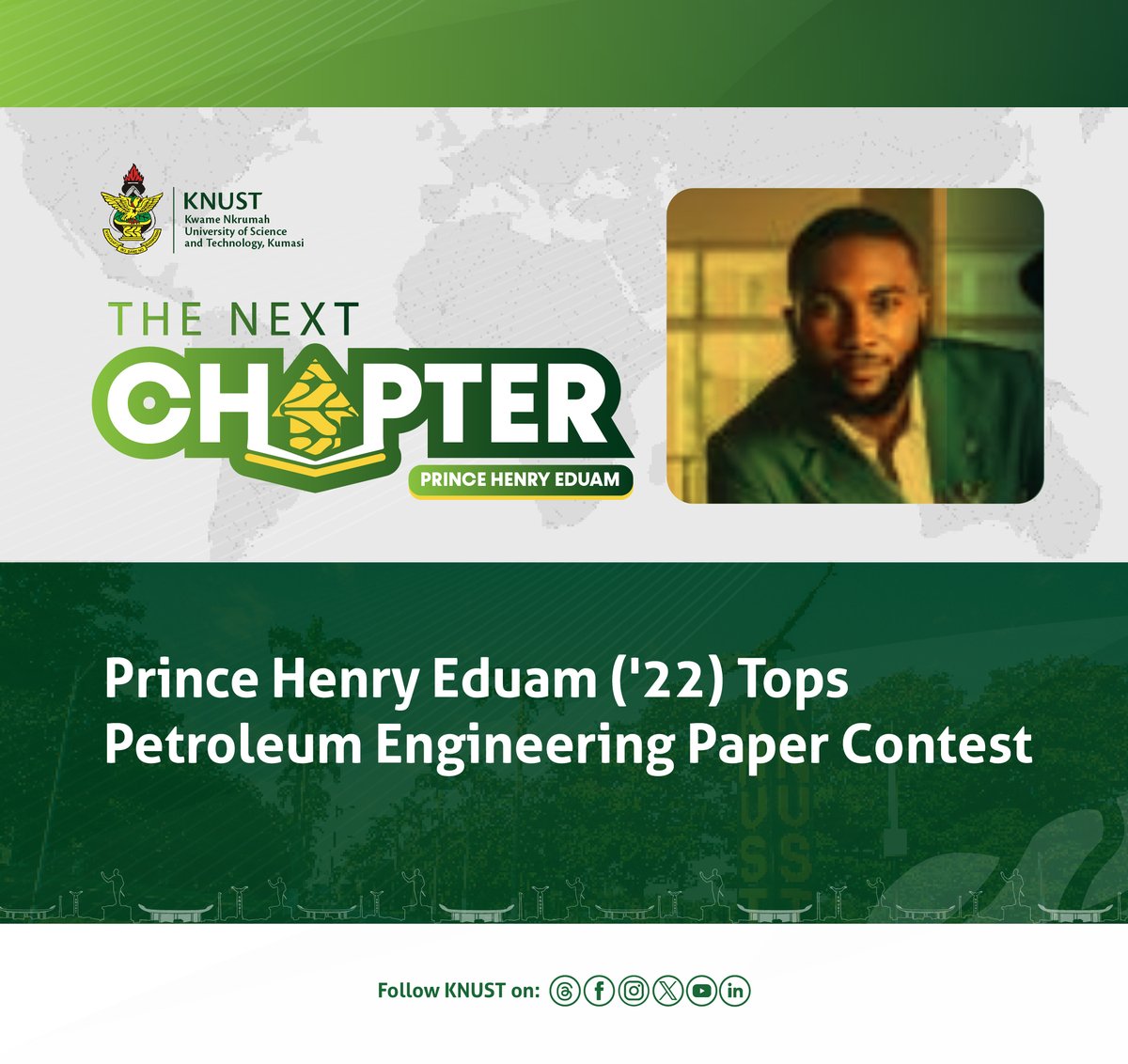 KNUSTGH's tweet photo. Eduam, who graduated with a Bachelor of Science in Petroleum Engineering from KNUST, is now a doctoral student at The Ohio State University, conducting research on carbon dioxide (CO₂) sequestration in shale formations. 

Learn more here⬇️
https://t.co/Kou3xBvXjU https://t.co/rOLvy2I98R