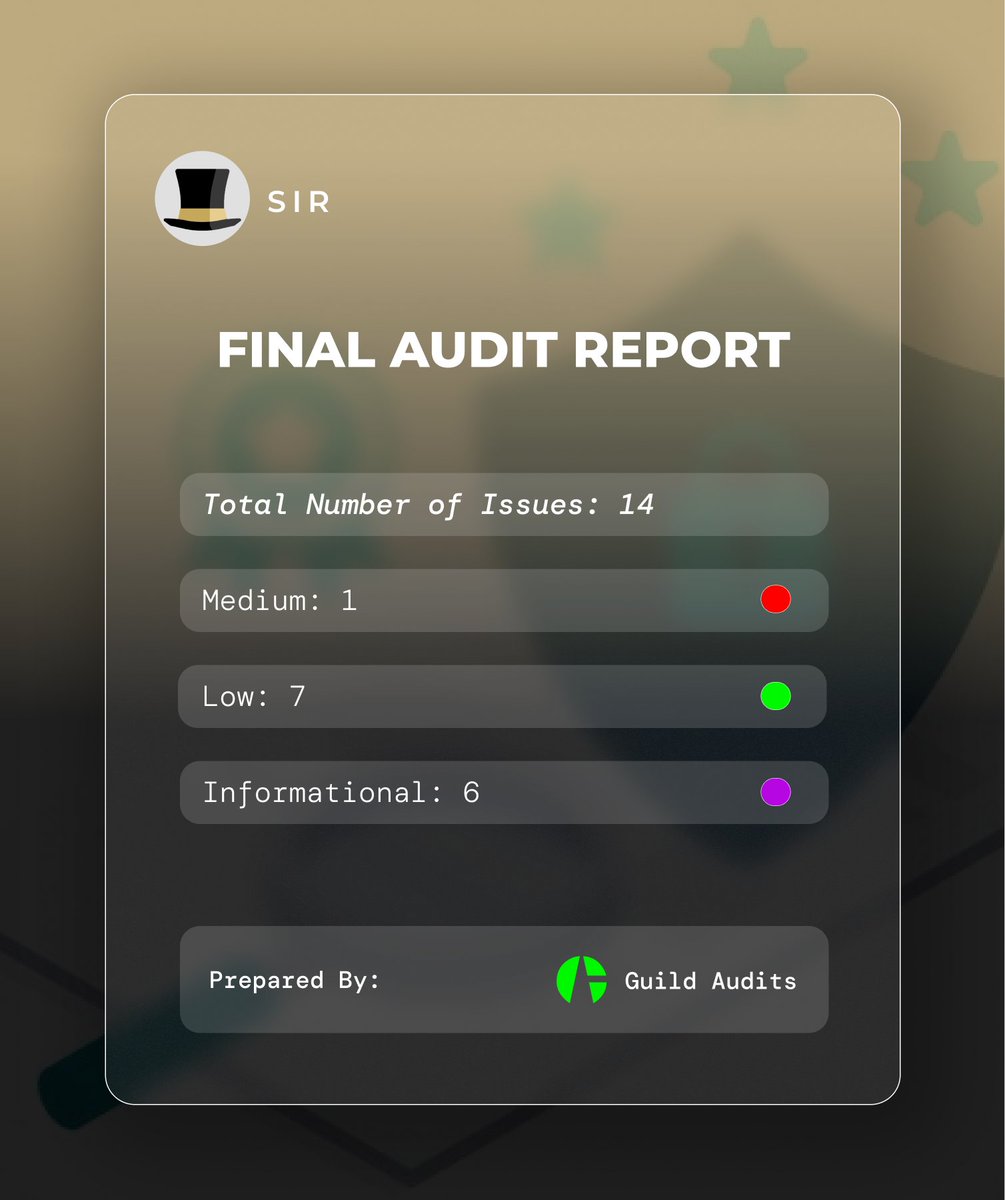 joshade (@josh_my_man) on Twitter photo For their final project, <a href="/GuildAcademy_/">Guild Academy</a> students conducted two free private audits, which were successfully completed. The issues have been confirmed and fixed by the protocols.
Issues have been confirmed and fixed by the protocols For their final project, <a href="/GuildAcademy_/">Guild Academy</a> students conducted two free private audits, which were successfully completed. The issues have been confirmed and fixed by the protocols.
Issues have been confirmed and fixed by the protocols