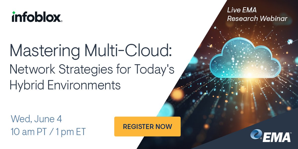 EMA Research (@ema_research) on Twitter photo Struggling with #MultiCloud Networking? Today’s <a href="/ema_research/">EMA Research</a> <a href="/Infoblox/">Infoblox</a> webinar can help. Don’t miss this opportunity to gain actionable insights that can turn your hybrid, multi-cloud network into a competitive edge. Learn more and register: info.enterprisemanagement.com/network-strate… Struggling with #MultiCloud Networking? Today’s <a href="/ema_research/">EMA Research</a> <a href="/Infoblox/">Infoblox</a> webinar can help. Don’t miss this opportunity to gain actionable insights that can turn your hybrid, multi-cloud network into a competitive edge. Learn more and register: info.enterprisemanagement.com/network-strate…
