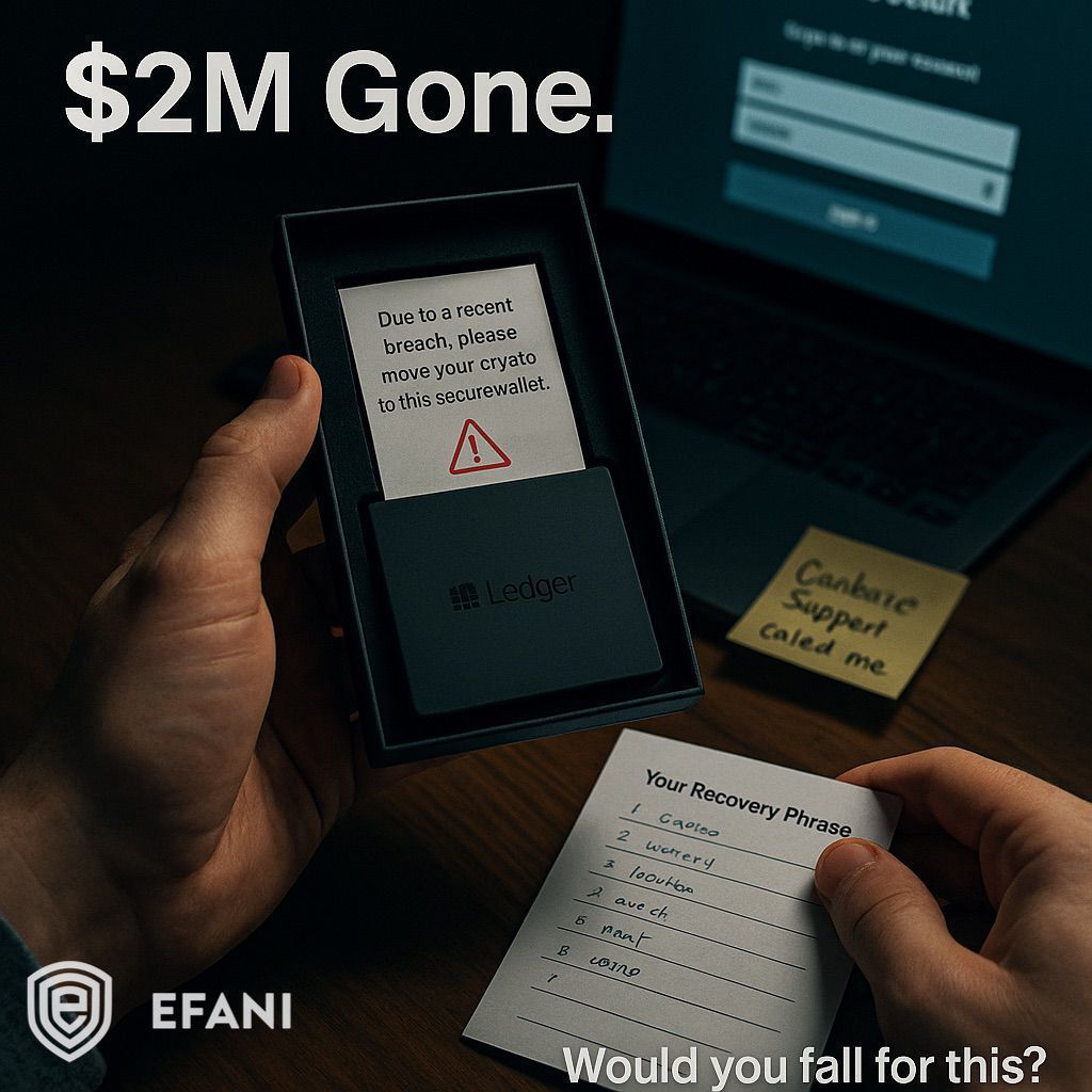 $2M gone in seconds. Because of a fake Ledger device.
Yes, you read that right.
Scammers are sendi