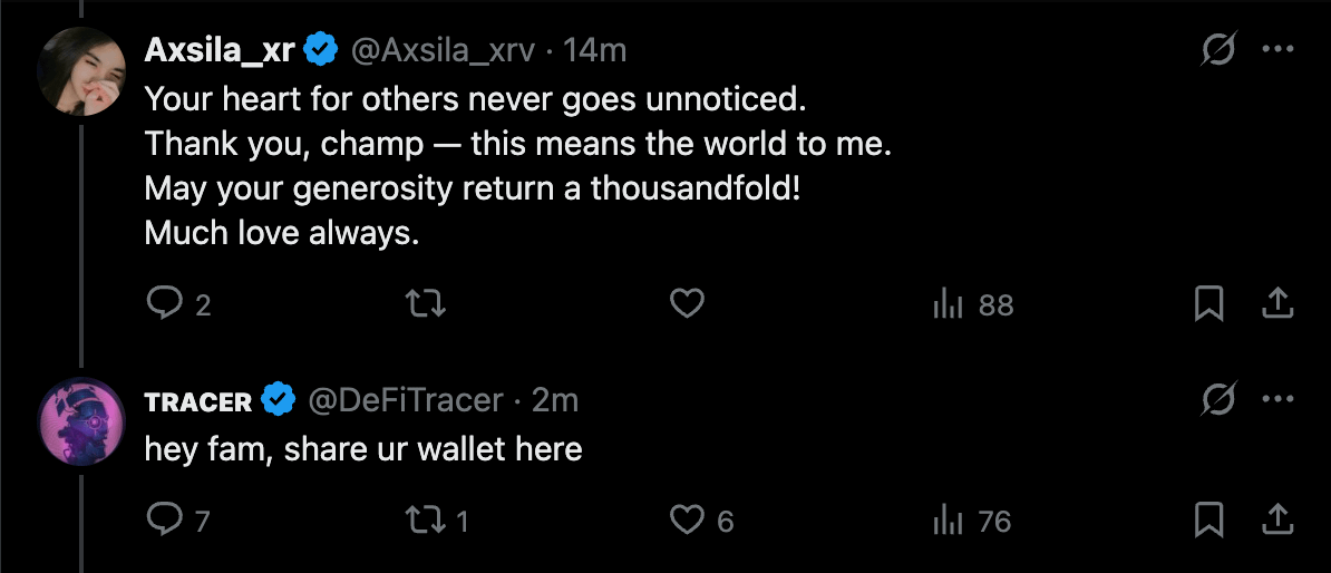DeFiTracer's tweet photo. Thanks for support guys, it means a lot to me

Sent $SOL rewards to the most active followers 🫶 https://t.co/5N1Djuefzm