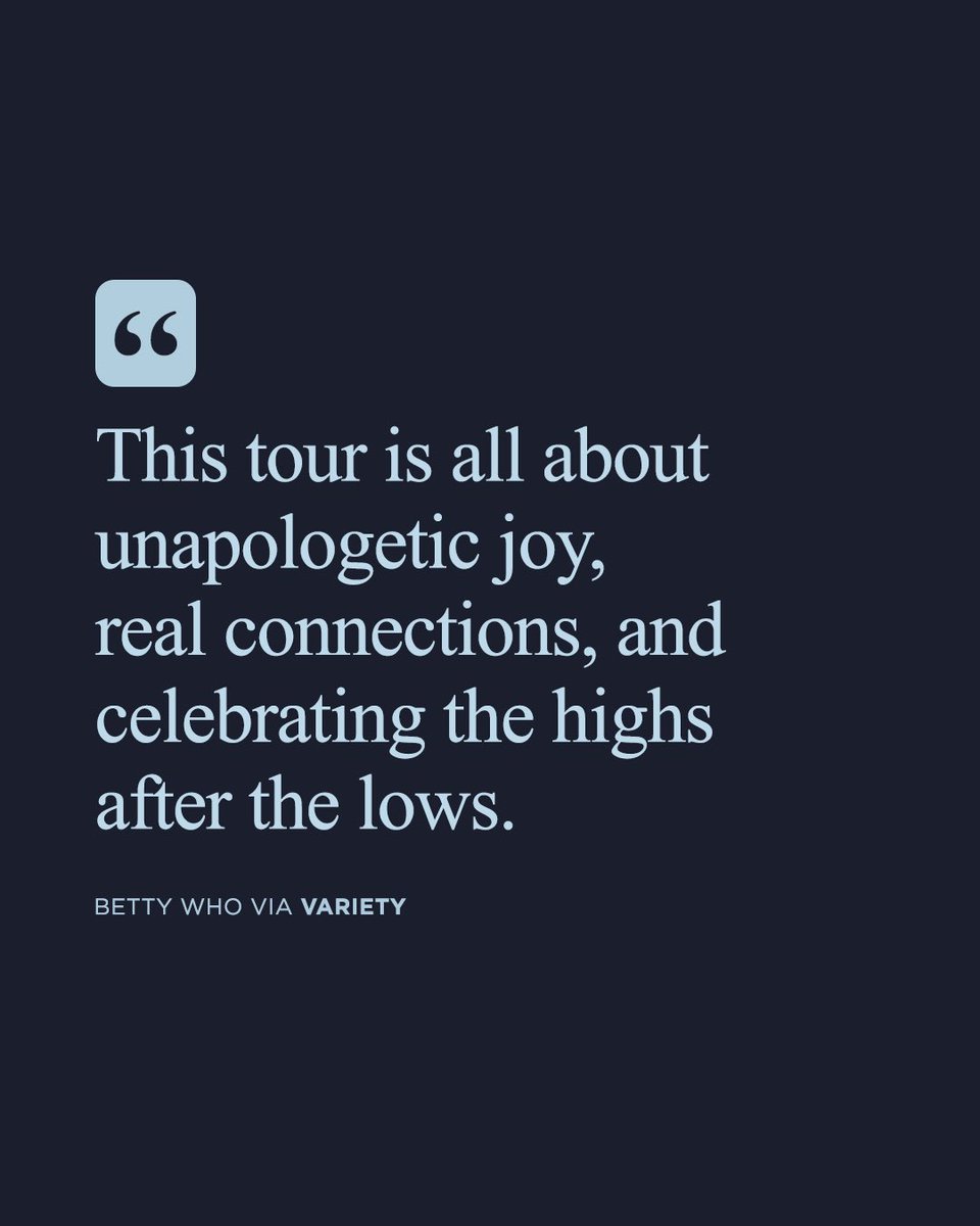 This Pride Month, we're recognizing trailblazing voices like <a href="/BettyWho/">Betty Who</a> — an LGBTQIA+ icon whose music, message and movement inspire unapologetic joy and connection.
 
She’s hitting the road this summer for her Out of the Darkness Tour, performing at Pride festivals and headlining