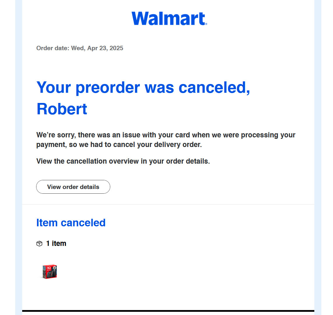 Very cool, Walmart. Good thing video games aren't my job or anything, or this really would've sucked!

I've seen this has been a widespread issue, any solutions or is it joever?