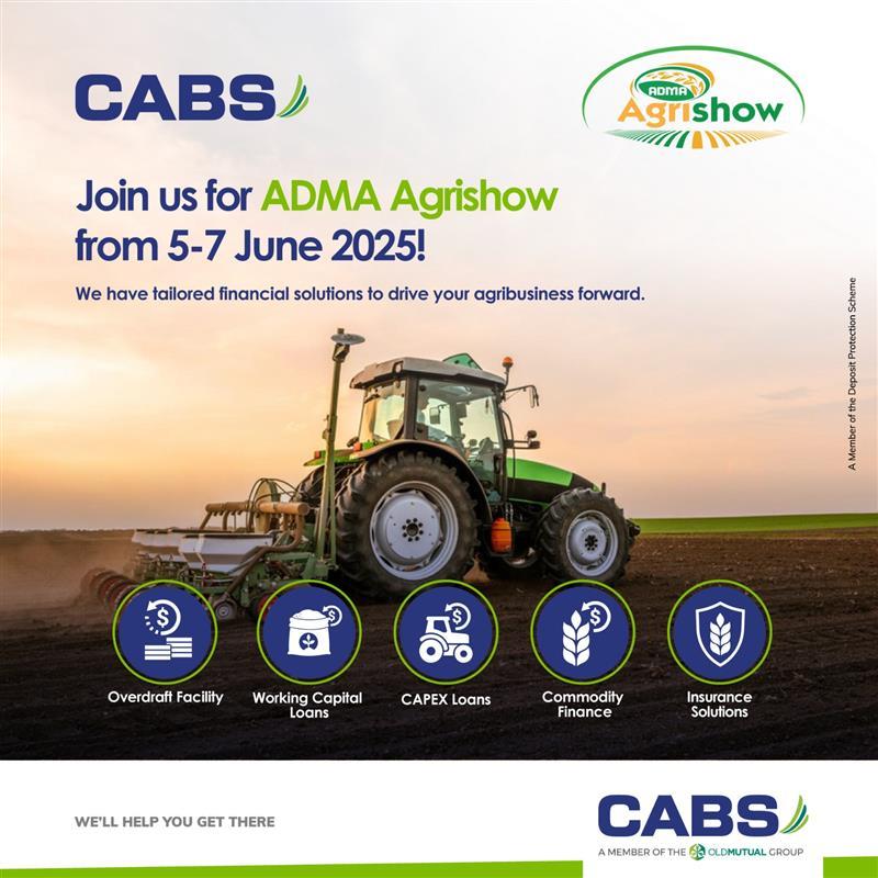 CABS is here to fuel your growth with financial solutions tailored to suit any role in the agricultural value chain.We provide loans, Insurance , commodity finance and overdraft facilities to help your agribusiness grow. Visit us at ADMA Agrishow to boost your agribusiness today!