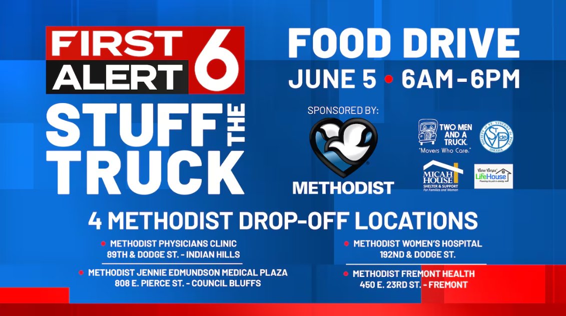 Tomorrow's the day! Help us make a difference in our communities by donating nonperishable food items and paper products for Care Corps' LifeHouse on Thursday! Enter the hospital parking lot off Clarkson Street.