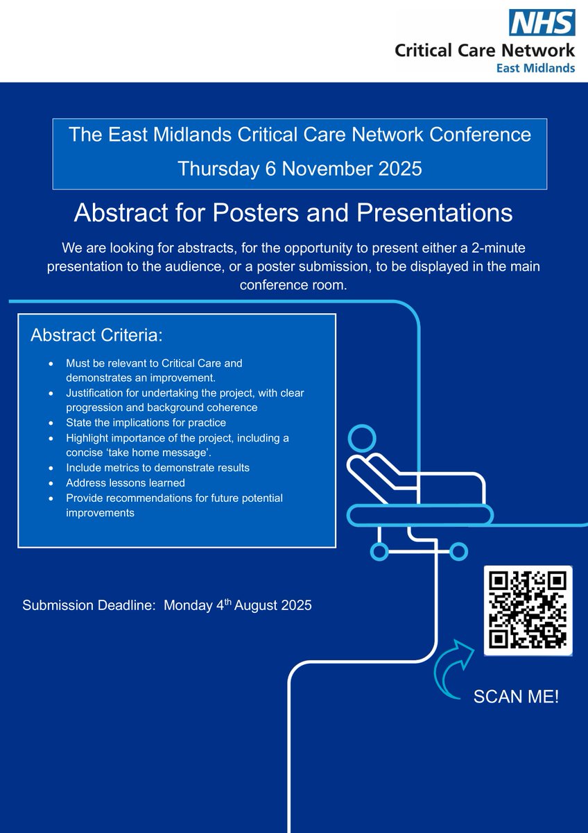 We’re now taking abstracts for lightning presentations and posters for our Annual Conference on 6th November in Derby. Click the link for more information. eastmidlandsodn.org/emccn-conferen…