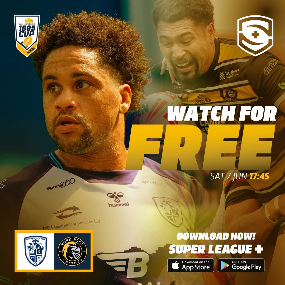 AB Sundecks 1895 Cup (@1895cup) on Twitter photo ๐บ The AB Sundecks Ltd 1895 Cup Final will be FREE to watch on SuperLeague+
๐ Saturday's Final will see <a href="/FevRoversRLFC/">Featherstone Rovers</a> face <a href="/YorkRLFC/">York RLFC Knights</a> in a repeat of the 2021 ABSundecks 1895 Cup Final... ๐บ The AB Sundecks Ltd 1895 Cup Final will be FREE to watch on SuperLeague+
๐ Saturday's Final will see <a href="/FevRoversRLFC/">Featherstone Rovers</a> face <a href="/YorkRLFC/">York RLFC Knights</a> in a repeat of the 2021 ABSundecks 1895 Cup Final...
