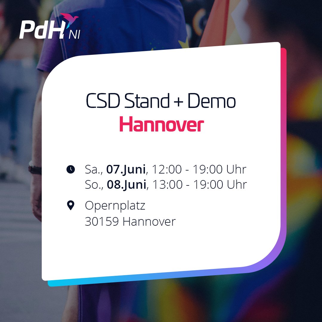 Der Sommer steht vor der Tür und damit gibt es auch wieder mehr im Bereich #CSD. Wir sind natürlich wieder mit von der Partie!
Und diesmal sogar direkt im Doppelpack. 

Wir freuen uns drauf, euch in Hannover oder Wilhelmshaven zu sehen.

Bis dahin 🏳️‍🌈