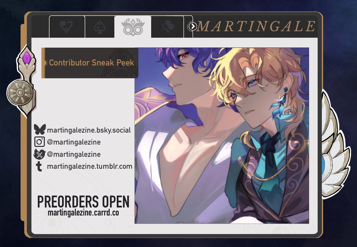 Happy to share a preview of my artwork for the Raturine + Aventio fanzine <a href="/MartingaleZine/">av+ratio 🔃 zine: preorders OPEN!✨</a> ! Orders will temporarily open again during June 6th-8th,so keep an eye out if you wanna grab a copy!