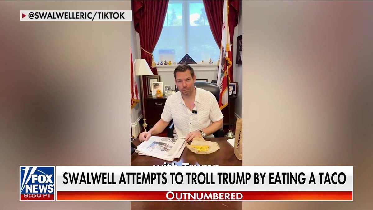 Hey <a href="/RepSwalwell/">Rep. Eric Swalwell</a> , shouldn't you be eating eggrolls instead of tacos given the fact that you used to fuck a Chinese spy Fang Fang while married to your wife Brittany Watts?  Rep. Eric Swalwell why did you cheat on your wife and why do you hate America ?