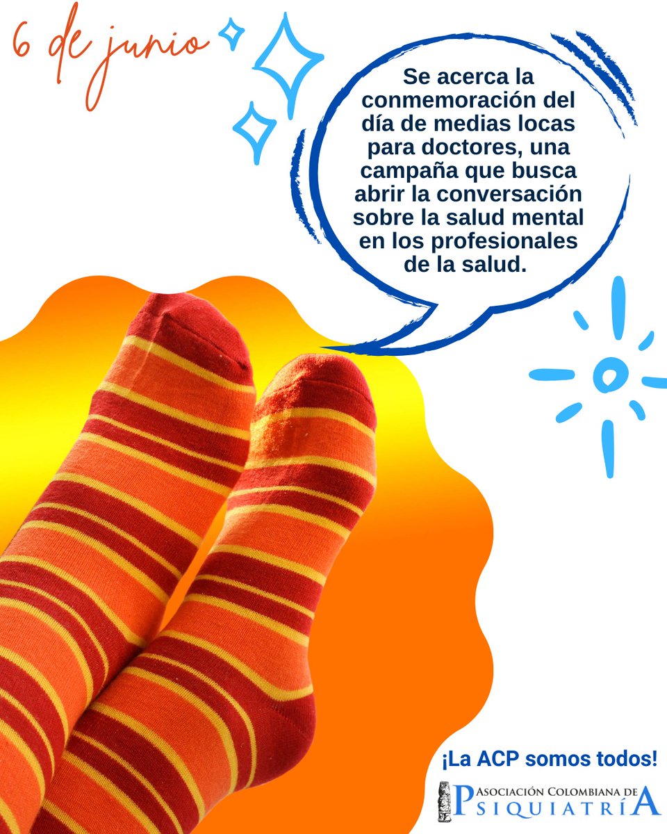 Este viernes 6 de junio, unámonos a la conmemoración de un día especial que nos recuerda la importancia de la salud mental y el bienestar en el ámbito médico. 

Las medias locas simbolizan el apoyo y la camaradería entre los profesionales de la salud.

#LaACPSomosTodos