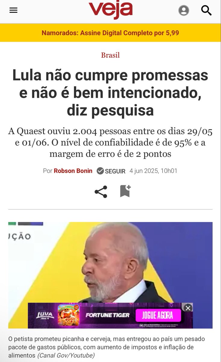 Opa! Trocaram o “diz leitor” por “diz pesquisa”. Assim a opinião fica sendo de ninguém.