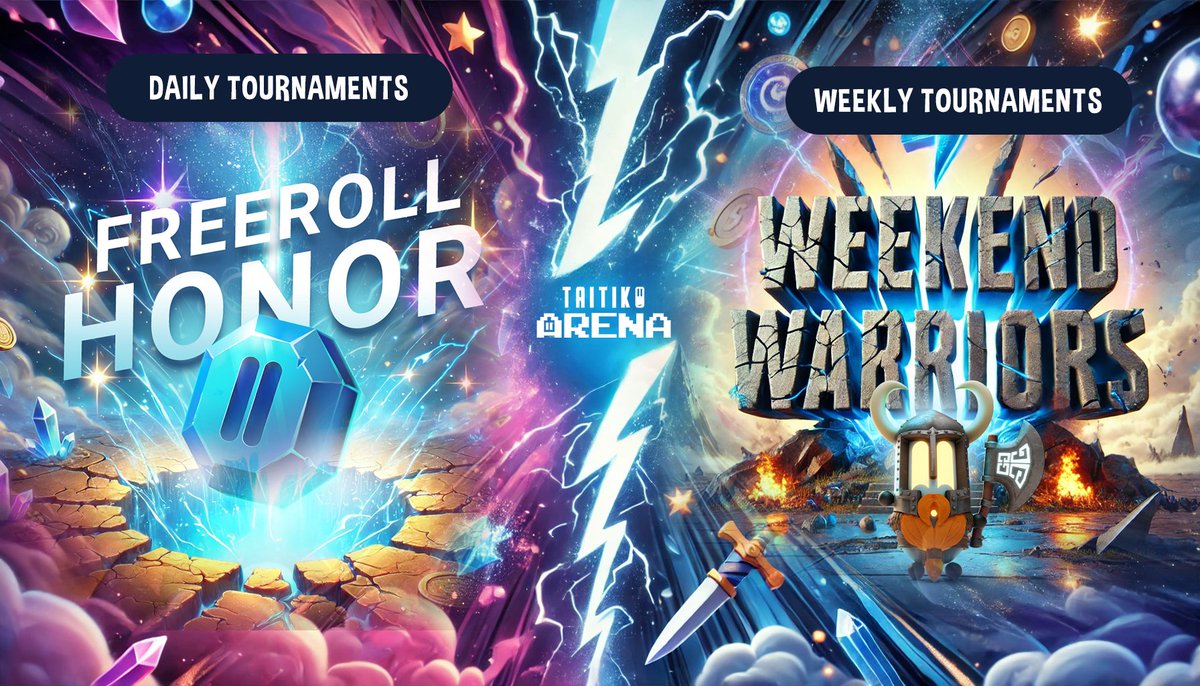 TaitikoOfficial's tweet photo. 🧵 1/ We're launching Tournaments tomorrow!
Mark your calendars –– June 5th!

We're starting strong with 2 tournament formats 🏆

Here's what you need to know to get in and compete 👇
