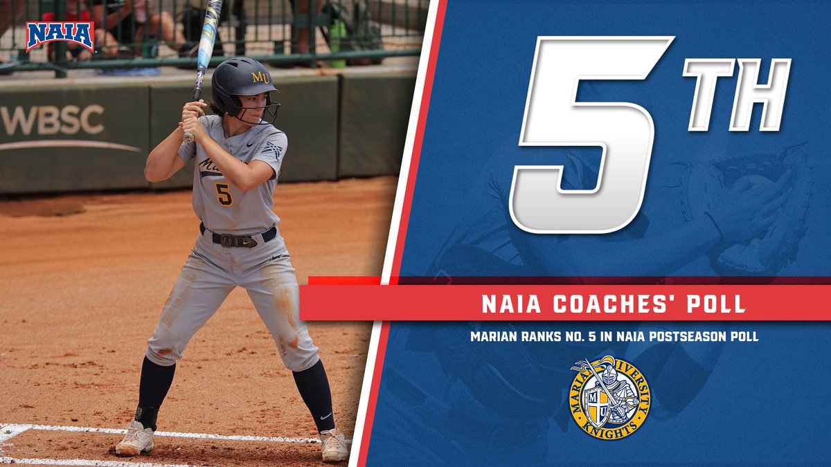 Marian Knights (@muknights) on Twitter photo The final NAIA Poll of the 2025 softball season is out, and <a href="/MarianKnightsSB/">Marian Softball</a> takes home the No. 5 spot heading into the summer!
🔗: naia.prestosports.com/sports/sball/2… The final NAIA Poll of the 2025 softball season is out, and <a href="/MarianKnightsSB/">Marian Softball</a> takes home the No. 5 spot heading into the summer!
🔗: naia.prestosports.com/sports/sball/2…