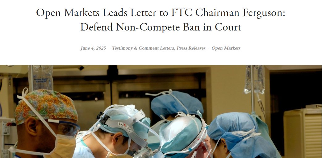 Sandeep Vaheesan (@sandeepvaheesan) on Twitter photo FTC Chairman Andrew Ferguson says he is "pro-worker." Easiest way to prove it? Defend the agency's 2024 non-compete ban in court, as <a href="/openmarkets/">Open Markets Institute</a>, <a href="/Public_Citizen/">Public Citizen</a>, <a href="/publicknowledge/">Public Knowledge</a>, <a href="/SEIU/">SEIU</a>, <a href="/TheSOC/">Strategic Organizing Center</a>, <a href="/theSBPC/">Student Borrower Protection Center</a>, <a href="/TowardsJustice/">Towards Justice</a> and ten other groups called on him to do today. FTC Chairman Andrew Ferguson says he is "pro-worker." Easiest way to prove it? Defend the agency's 2024 non-compete ban in court, as <a href="/openmarkets/">Open Markets Institute</a>, <a href="/Public_Citizen/">Public Citizen</a>, <a href="/publicknowledge/">Public Knowledge</a>, <a href="/SEIU/">SEIU</a>, <a href="/TheSOC/">Strategic Organizing Center</a>, <a href="/theSBPC/">Student Borrower Protection Center</a>, <a href="/TowardsJustice/">Towards Justice</a> and ten other groups called on him to do today.