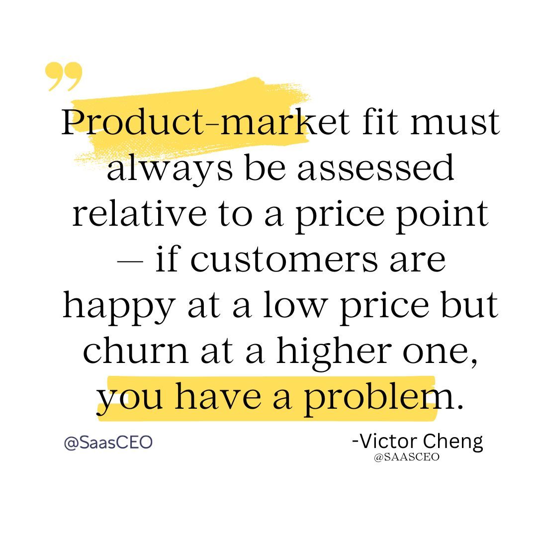 VictorCheng's tweet image. Product-market fit isn’t just about whether customers like your product.
It’s how much they like it at your real price.

If they churn when the price goes up, you don’t have PMF—you have a pricing illusion.

#ProductMarketFit #SaaSPricing