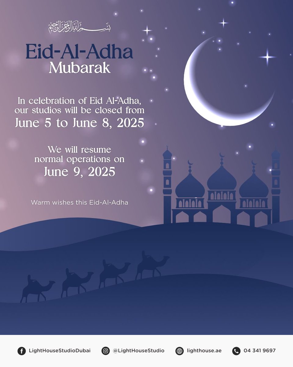 Eid Mubarak. Our studios will be closed from 5th - 8th June 2025.