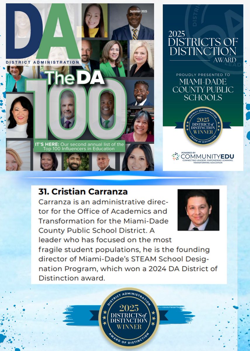 STE(A)M School Designation (@steamdesignated) on Twitter photo A huge congratulations to Mr. Cristian Carranza <a href="/MDCPSSTEAM/">M-DCPS STEAM</a> .Thank you for your guidance and leadership. A well deserved recognition! A huge congratulations to Mr. Cristian Carranza <a href="/MDCPSSTEAM/">M-DCPS STEAM</a> .Thank you for your guidance and leadership. A well deserved recognition!