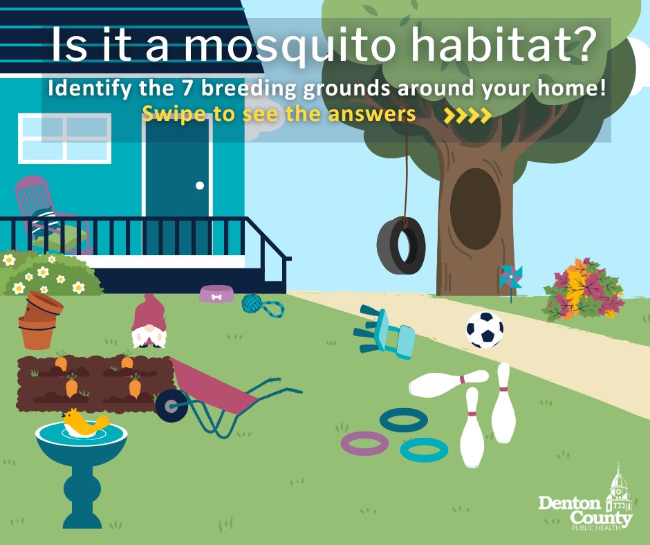 WeAreDCPH's tweet image. Do you know all the possible #MosquitoBreeding grounds around your home? #Mosquitoes only need one tablespoon of water to lay eggs, so it's important to remove any standing water in your yard. Regularly clean around your home and trim your lawn to help keep #Pests outside!