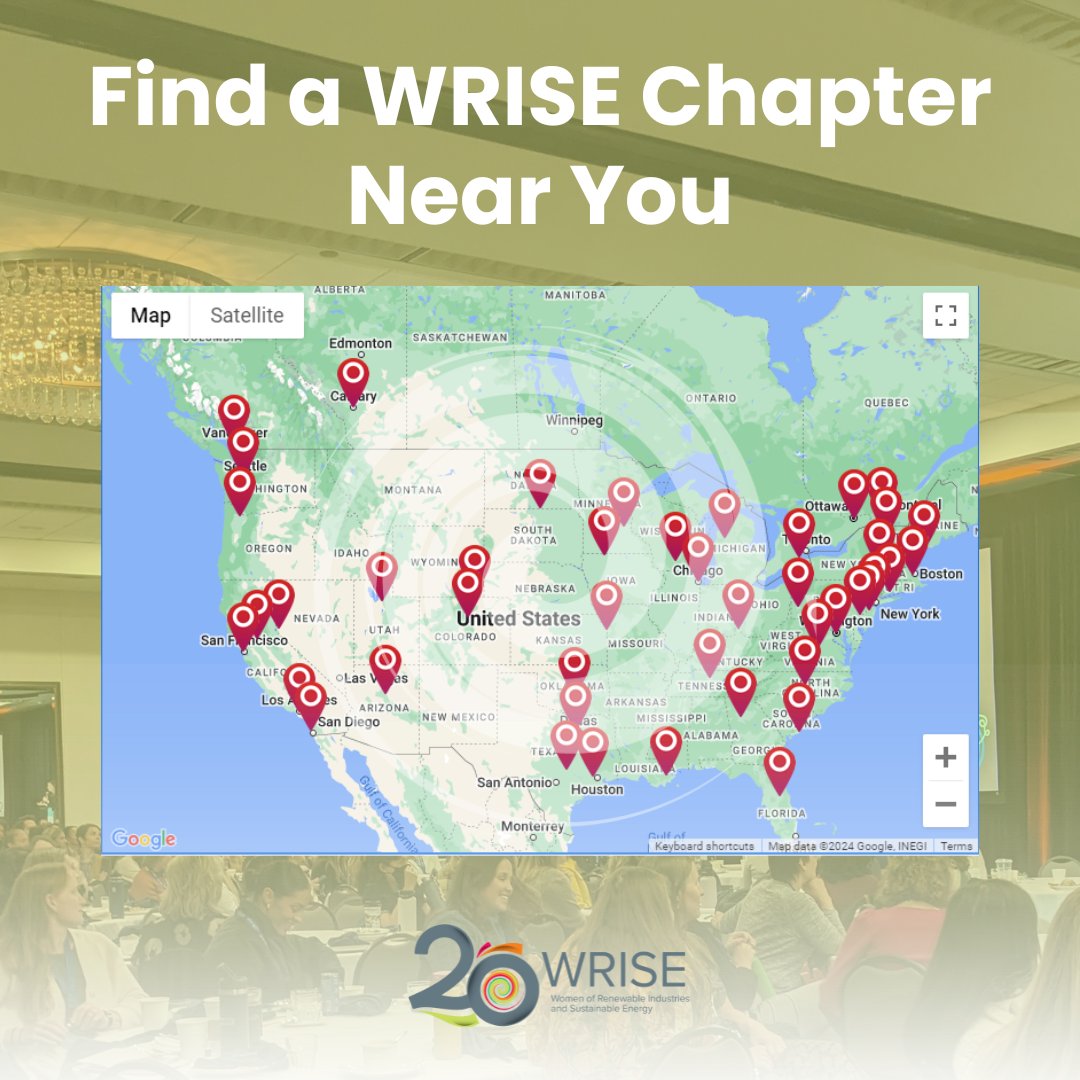 WRISE has over 47 active local chapters across the U.S. and Canada—creating space for community, collaboration, and career growth.

You’re looking to network, attend events, or get involved in clean energy, your local chapter is a great place to start: wrisenergy.org/about-wrise/lo…