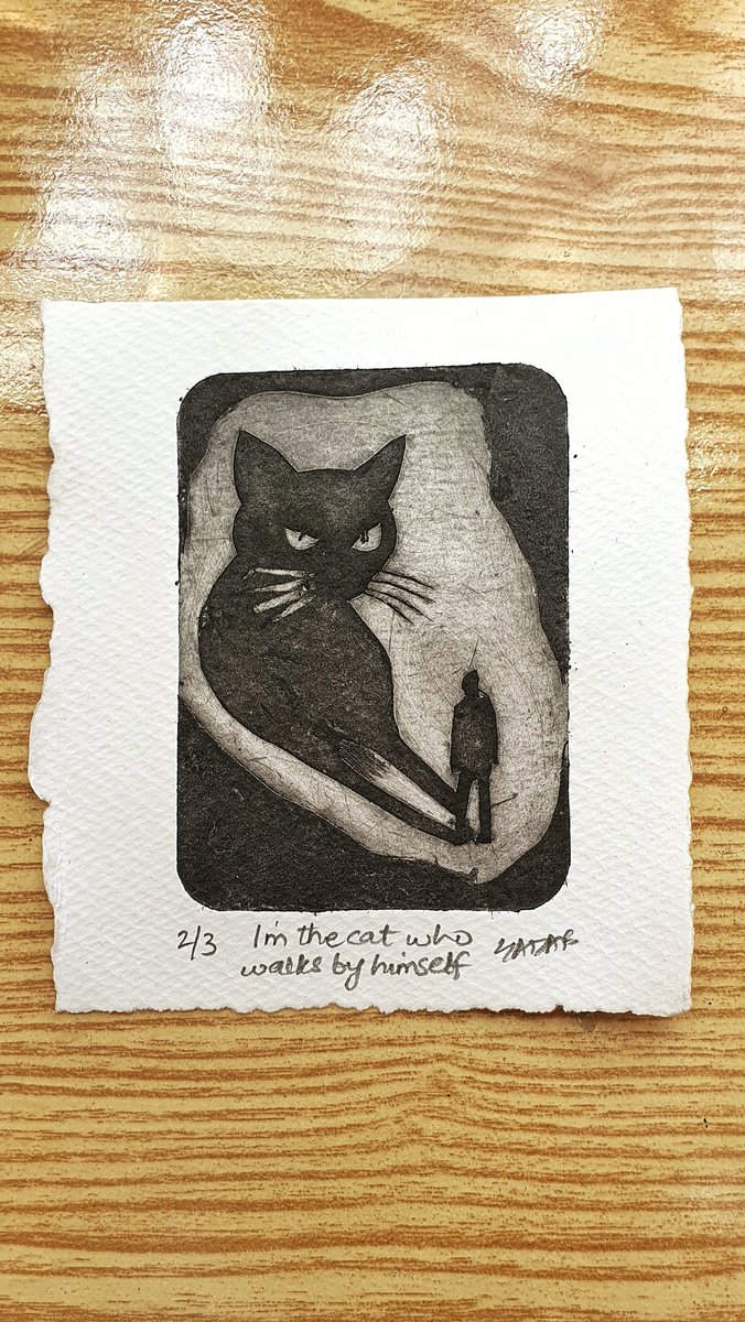 SadafSMirza's tweet photo. Print Prompt: I'm The Cat Who Walks On Its Own
#tinytetrapakprint https://t.co/8Fv7grDxD8