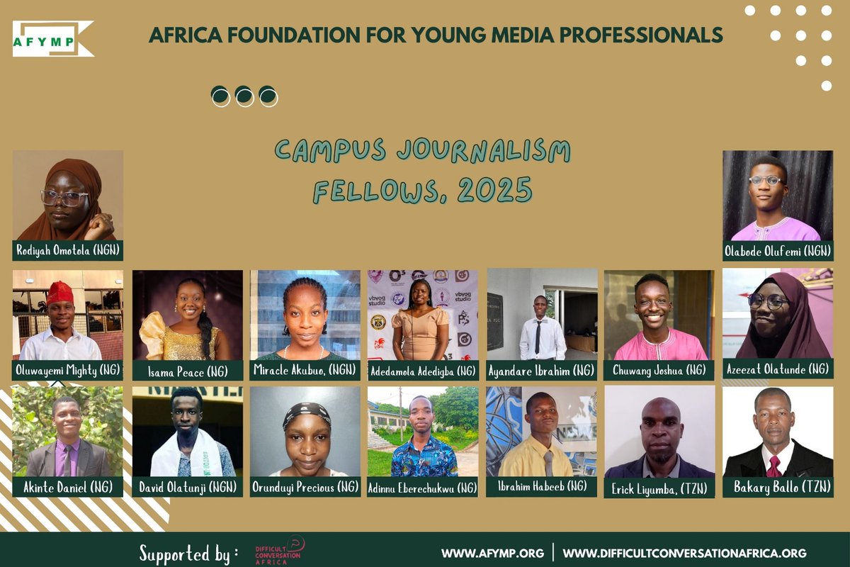 Habeeb Ibrahim, AMCDN (@ibrahim_irewole) on Twitter photo Alhamdulillah!
Iβve just been honoured as a Campus Journalism Fellow by the African Foundation for Young Media Professionals (<a href="/africamediafdn/">Africa Foundation for Young Media Professionals</a>).
I only found out today when my friend <a href="/Ad12Esther/">Esther Olaoluwa</a> hugged me with a βCongrats!β
Thank you, Mr. <a href="/Yinkaolaito/">Yinka Olaito</a>, for the opportunity! ποΈβ¨ Alhamdulillah!
Iβve just been honoured as a Campus Journalism Fellow by the African Foundation for Young Media Professionals (<a href="/africamediafdn/">Africa Foundation for Young Media Professionals</a>).
I only found out today when my friend <a href="/Ad12Esther/">Esther Olaoluwa</a> hugged me with a βCongrats!β
Thank you, Mr. <a href="/Yinkaolaito/">Yinka Olaito</a>, for the opportunity! ποΈβ¨
