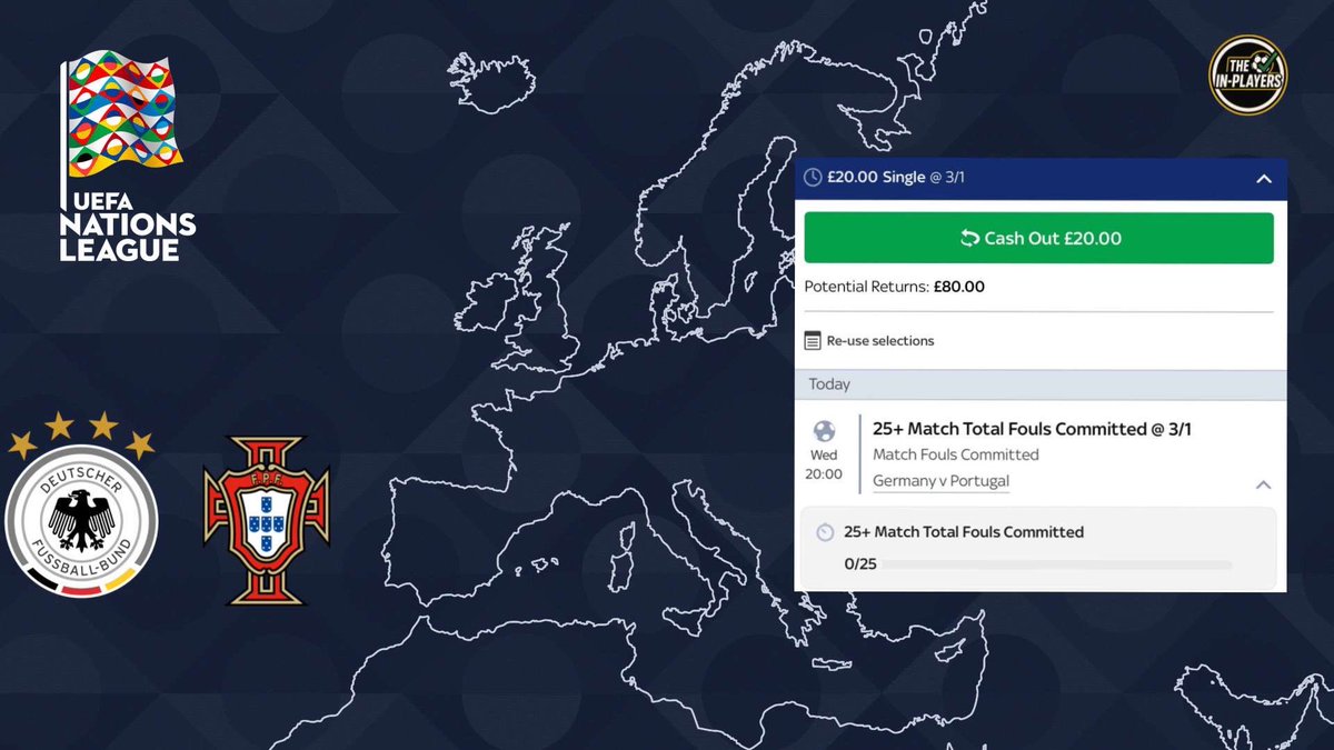 🙌🏻Germany Vs Portugal Foul Bet🙌🏻

This is great value with normally the line being 30 😮‍💨

We saw this and knew we had to get on before the odds drop 😎

Make sure you get on this soon 🫣

Smash that ♥️ button if you’re on this!!!
—————————————————
#ViratKohli #NationsLeague