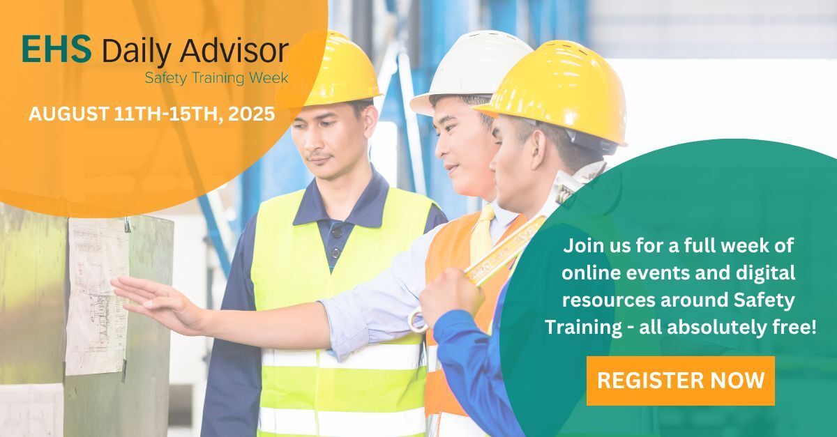 📢Join us throughout the week of August 11th, for virtual events and resources designed to help you plan and execute your safety training initiatives🦺👷: bit.ly/3ET5fPI #EHS