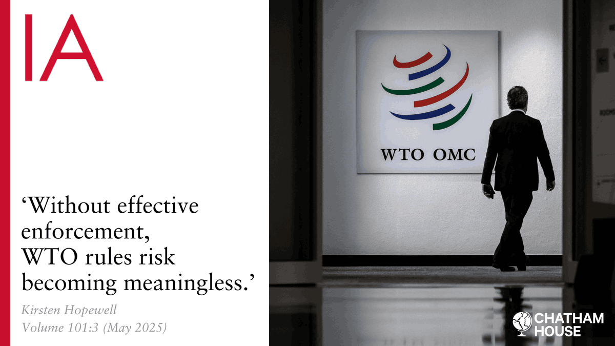 International Affairs (@iajournal_ch) on Twitter photo What will be the state of the global trade order if the majority of WTO disputes are now being appealed into the void, asks <a href="/KristenHopewell/">Dr. Kristen Hopewell</a> (<a href="/UBCPoliSci/">UBC Political Science</a>).
Read her policy recommendations: doi.org/10.1093/ia/iia… What will be the state of the global trade order if the majority of WTO disputes are now being appealed into the void, asks <a href="/KristenHopewell/">Dr. Kristen Hopewell</a> (<a href="/UBCPoliSci/">UBC Political Science</a>).
Read her policy recommendations: doi.org/10.1093/ia/iia…