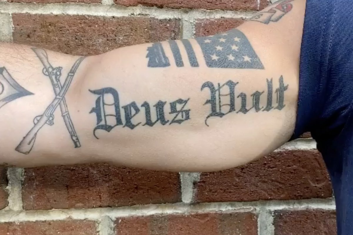 Along with Swastikas and Neo Nazi tattoos, the racist Texas mall shooter had a Deus Vult tattoo which is a common white supremacist slogan. 

Is it just a coincidence Pete Hegseth has the same tattoo?
I think not.