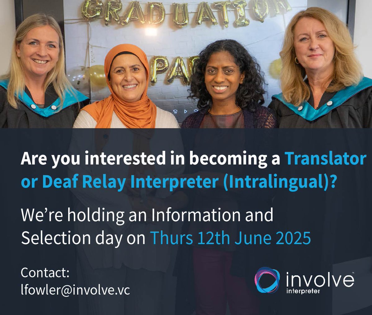 InvolveInterp's tweet image. Have you thought about becoming a Translator or a Deaf Relay Interpreter (Intralingual) We are holding an Information and Selection day on Thursday 12th of June
📢 INFORMATION and SELECTION DAY 2025 for PART 2 Stream 4 📢
Have you completed your Part 1 Signature Level 6 Diploma…