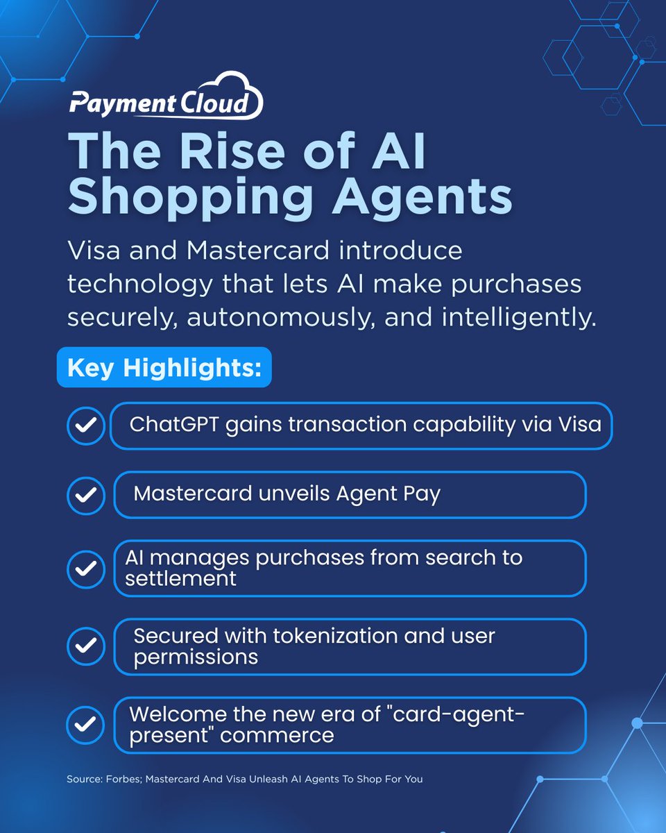 🧠🤖 AI just got a shopping cart.
Mastercard and Visa are ushering in a new age of agentic commerce — where #AI agents don't just recommend, they buy for you.
#Fintech #PaymentsInnovation #AIShopping #DigitalPayments #Mastercard #Visa  #Ecommerce