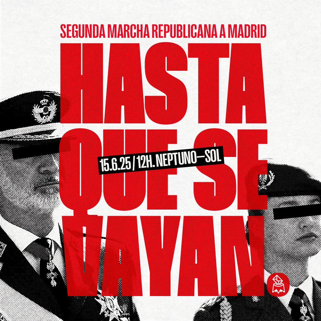 Republica16J's tweet photo. La monarquía también representa el militarismo. En estos tiempos de la apología de la guerra es fundamental la movilización por la paz, contra el rearme y el incremento de los gastos militares. Y también por la república.  #PazyRepublica15J https://t.co/NQKuX7Qn8u