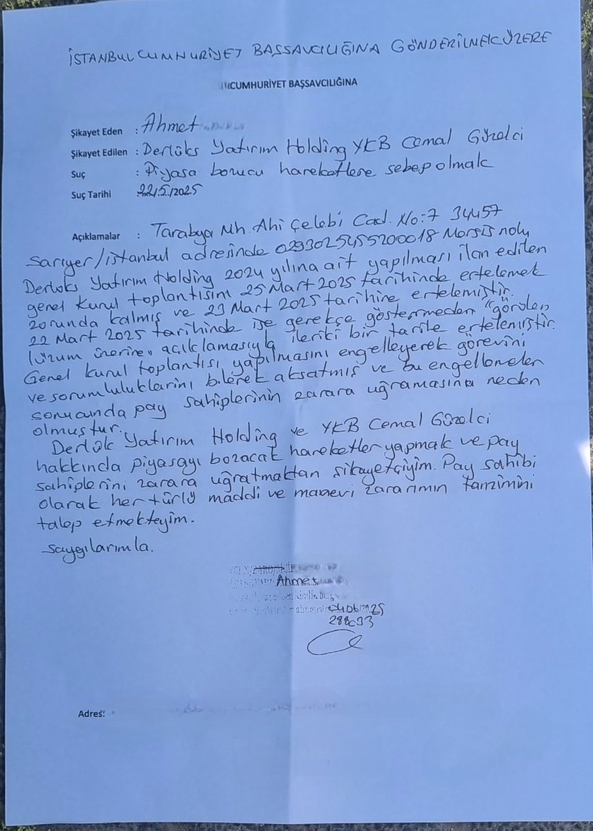 #derhl hissesinin bu hale gelmesine sebep olan Gemel Kurul toplantısını gerekçesiz şekilde 2.kez erteleyen Derlüks Yatırım Holding YKB Cemal Güzelci TTK 553 maddesine istinaden piyasa bozucu hareketlerden sorumludur  hakkınızı arayınız. #spkgovtr <a href="/AlnusYatirim/">Alnus Yatırım</a>  #xantos_027
