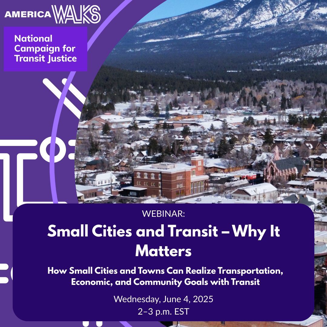 America Walks (@americawalks) on Twitter photo Small Cities and Transit – Why It Matters is TODAY!
Join our webinar at 2pm EST to hear Sarah Kline, Chad Ingle, and Heather Dalmolin share local transit success stories and how to improve transit and walkability in your community! w/ <a href="/4TransitJustice/">National Campaign for Transit Justice</a> ➡️ buff.ly/7wrHKZS Small Cities and Transit – Why It Matters is TODAY!
Join our webinar at 2pm EST to hear Sarah Kline, Chad Ingle, and Heather Dalmolin share local transit success stories and how to improve transit and walkability in your community! w/ <a href="/4TransitJustice/">National Campaign for Transit Justice</a> ➡️ buff.ly/7wrHKZS