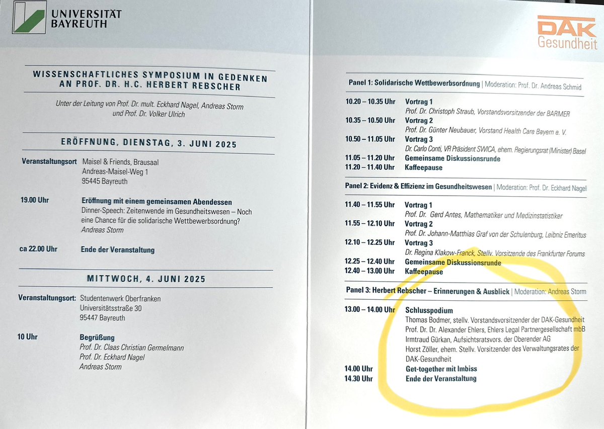 Alexander Ehlers (@alexanderehlers) on Twitter photo Gestern & heute: Wissenschaftliches Symposium in Gedenken an Prof. Dr. h.c. Herbert Rebscher an der <a href="/unibt/">Universität Bayreuth</a> & <a href="/DAKGesundheit/">DAK-Gesundheit</a>.
Großer Dank für kluge Impulse, u. a. von Andreas Storm:
„Zeitenwende im Gesundheitswesen – Noch eine Chance für die solidarische Wettbewerbsordnung?“ Gestern & heute: Wissenschaftliches Symposium in Gedenken an Prof. Dr. h.c. Herbert Rebscher an der <a href="/unibt/">Universität Bayreuth</a> & <a href="/DAKGesundheit/">DAK-Gesundheit</a>.
Großer Dank für kluge Impulse, u. a. von Andreas Storm:
„Zeitenwende im Gesundheitswesen – Noch eine Chance für die solidarische Wettbewerbsordnung?“