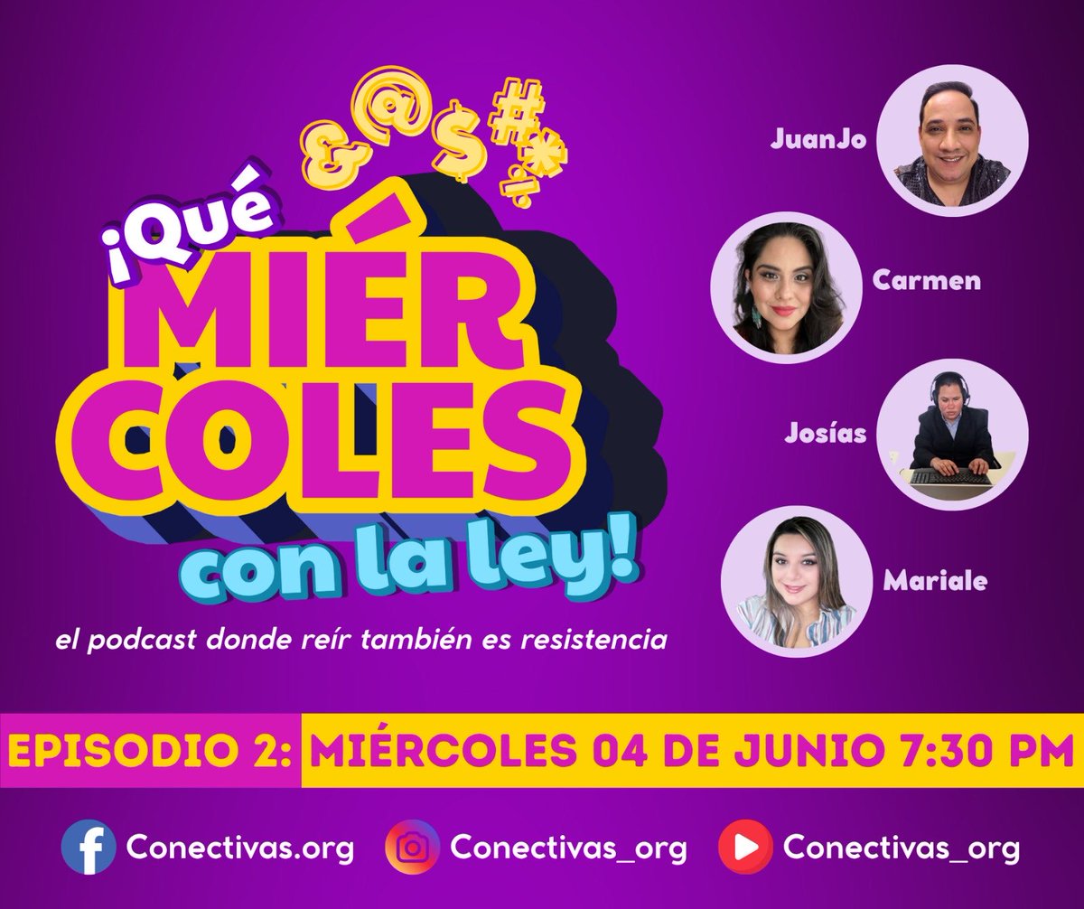 conectivas_org's tweet photo. podcast donde reír también es resistencia! Hoy, nos acompañan  JuanJo, Carmen, Josías y Mariale!  en vivo por:
Fb 👉 https://t.co/4S8btbj0Ds
Ig 👉 @Conectivas_org
YouTube 👉 Conectivas_org #YoMeSumo #QuéMiércolesConLaLey #PodcastConDerechos #DiscapacidadConDignidad https://t.co/71KIkdgJPh