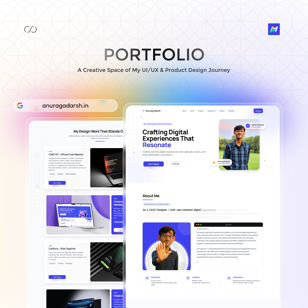 _anurag_adarsh's tweet image. 🚀 Bringing fresh and trending UI/UX designs to life! Explore my modern website and app design portfolio: anuragadarsh.in

#UIUX #ProductDesign #PortfolioShowcase