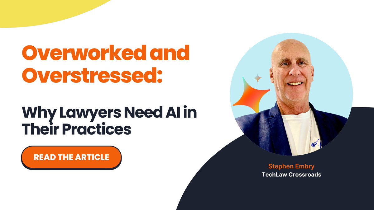 Lawyer Stephen Embry shares how AI has served as an aid to mental wellness at work. 😌 

See why AI should be a part of your stress-relief tool-kit ⬇️ 
bit.ly/WhyLawyersNeed…