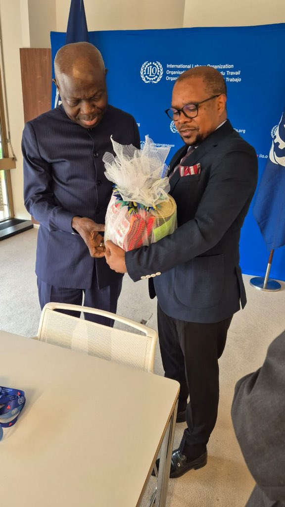ILO Dar (@ilodaressalaam) on Twitter photo Hon. Minister #PMO-LYED 🇹🇿 <a href="/ridhiwankikwete/">Ridhiwani Jakaya Kikwete, Ndc</a> met with <a href="/ilo/">International Labour Organization</a> Director-General Gilbert F. Houngbo today at the #ILC2025. The two discussed strengthening collaboration on decent work, social justice, and advancing Tanzania’s labor agenda. 🇹🇿🤝🌍 #DecentWork #SocialJustice #ILC Hon. Minister #PMO-LYED 🇹🇿 <a href="/ridhiwankikwete/">Ridhiwani Jakaya Kikwete, Ndc</a> met with <a href="/ilo/">International Labour Organization</a> Director-General Gilbert F. Houngbo today at the #ILC2025. The two discussed strengthening collaboration on decent work, social justice, and advancing Tanzania’s labor agenda. 🇹🇿🤝🌍 #DecentWork #SocialJustice #ILC