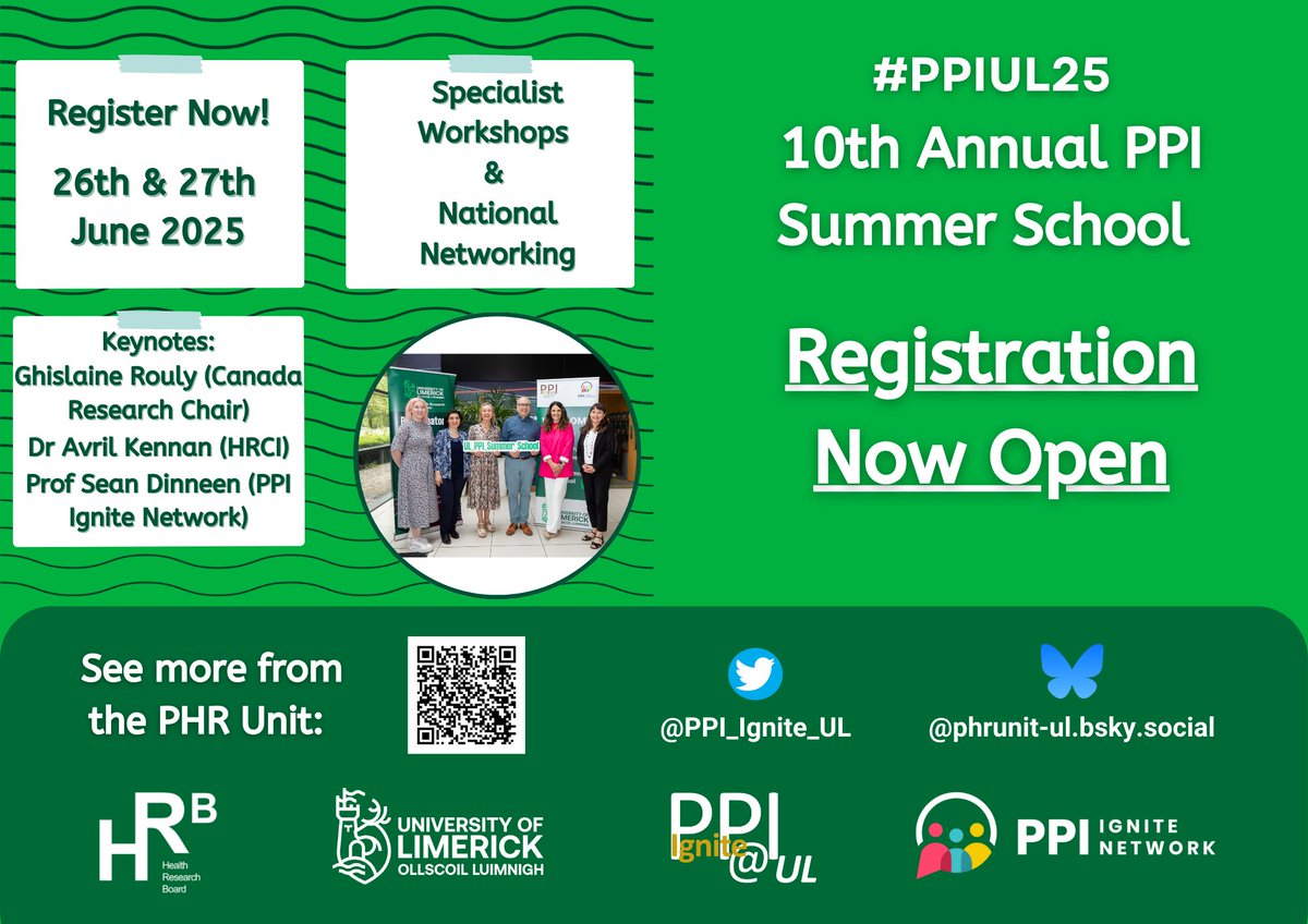 PPI Ignite UL (@ppi_ignite_ul) on Twitter photo 🚨 Registration is NOW OPEN!
Join us for the 10th Annual PPI Summer School at <a href="/UL/">University Of Limerick</a>
📅 26–27 June 2025
🎤 Keynotes from:
🔹 Ghislaine Rouly (Canada Research Chair)
🔹 Dr Avril Kennan (HRCI)
🔹 Prof Sean Dinneen (PPI Ignite Network)
🤝 Specialist workshops & national networking 🚨 Registration is NOW OPEN!
Join us for the 10th Annual PPI Summer School at <a href="/UL/">University Of Limerick</a>
📅 26–27 June 2025
🎤 Keynotes from:
🔹 Ghislaine Rouly (Canada Research Chair)
🔹 Dr Avril Kennan (HRCI)
🔹 Prof Sean Dinneen (PPI Ignite Network)
🤝 Specialist workshops & national networking