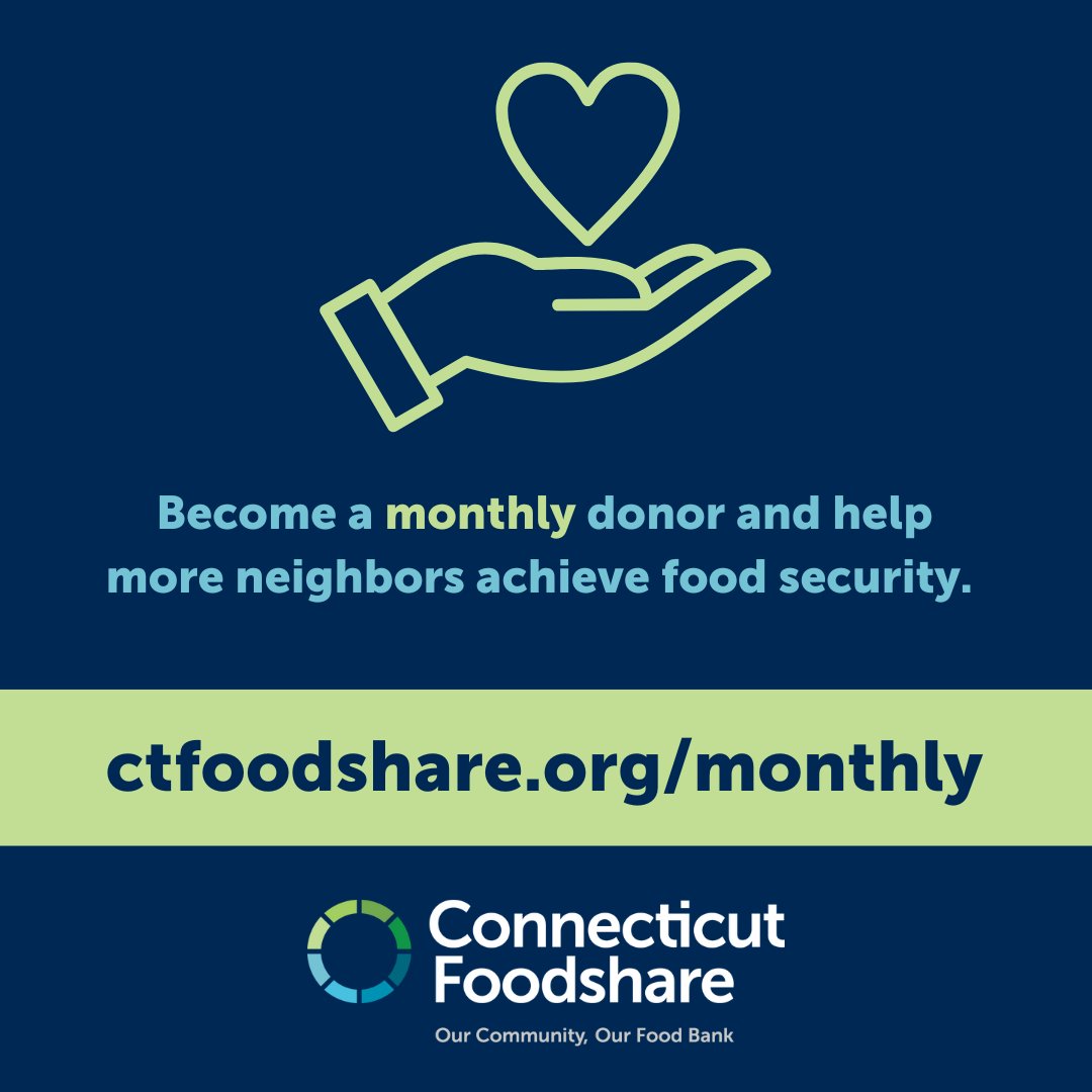 June 6 is National Hunger Awareness Day. Did you know that in CT more than 516,000 people are food insecure? Make a difference in the fight against hunger by becoming a monthly donor: ctfoodshare.org/monthly

#NationalHungerAwarenessDay