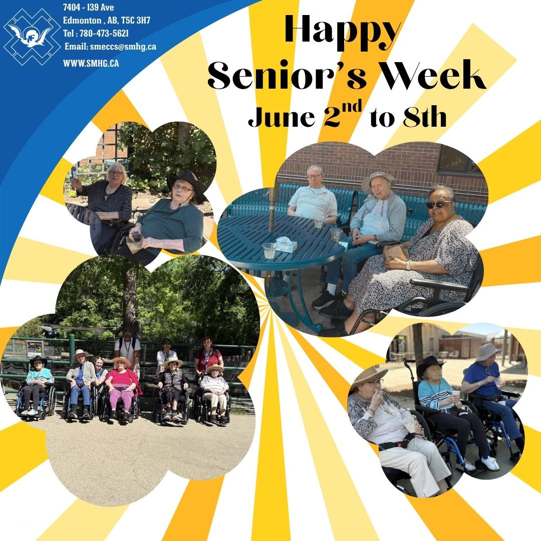 FrontSmhg's tweet image. Happy Seniors’ Week — June 2 to 8!
Let’s celebrate the wisdom, warmth, and spirit of our seniors.
Sometimes all it takes is a cheerful hello or a simple smile to make someone’s day!
#Yeg #YegSeniors #CareWithLove #AgingWithDignity #GenerationsTogether  #SupportiveLiving #SMHG