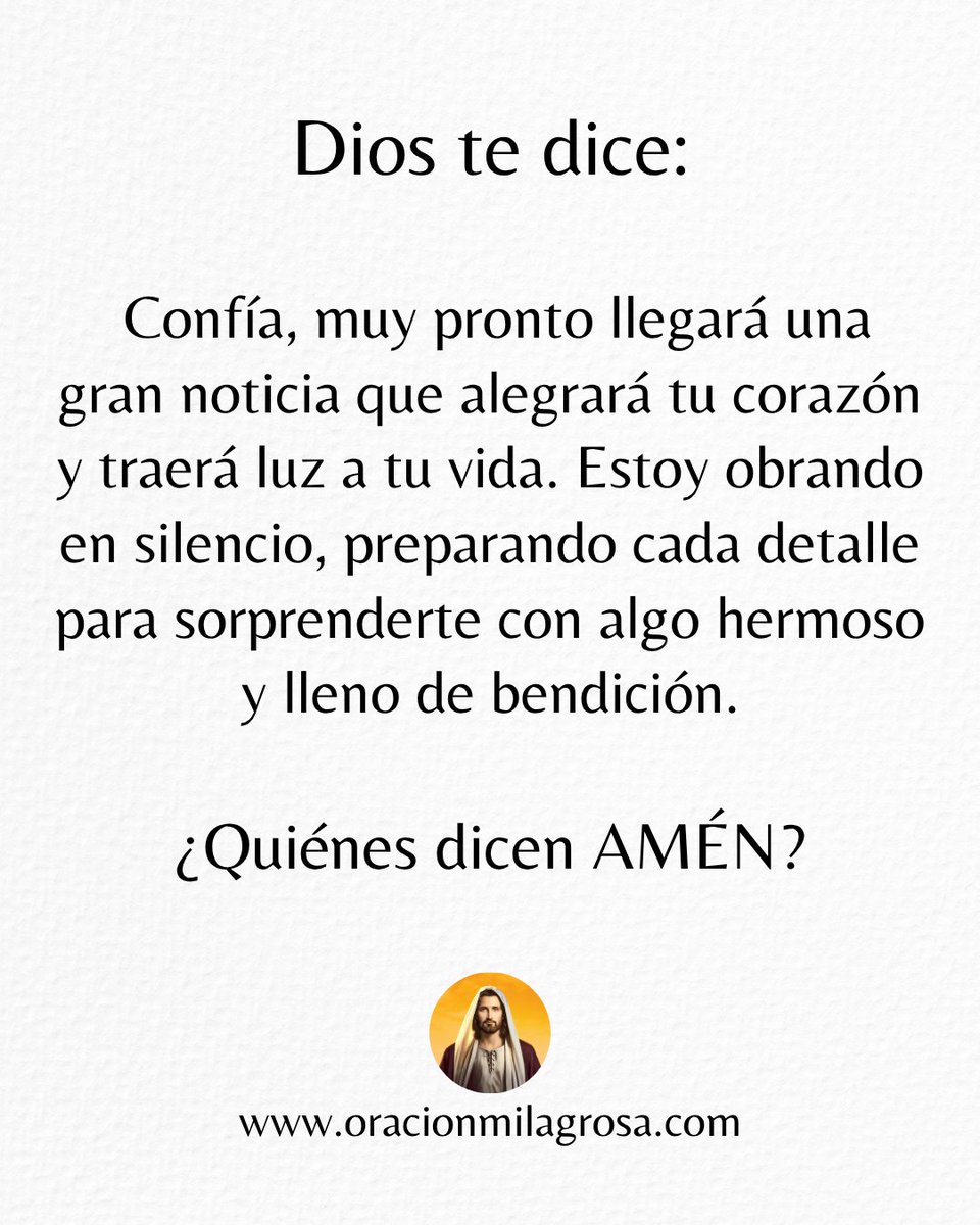 oracion_milagro's tweet photo. 🙏 DIOS TE DICE: Confía, muy pronto llegará una gran noticia.

Mira este vídeo en: https://t.co/zcTXccd7uo ✨ https://t.co/eM2zY6Zz2M