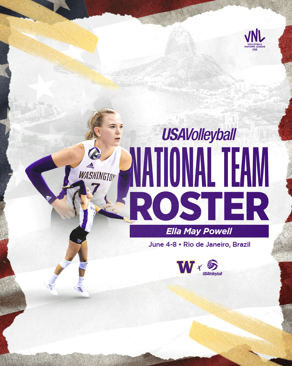 Washington Volleyball (@uwvolleyball) on Twitter photo Repping the ๐ดโช๏ธ and ๐ต it's Ella May Powell!
Ella was selected from the initial roster for the USA National Team week 1 squad. They open up this morning at 10 a.m. in Brazil ๐ง๐ท against Italy ๐ฎ๐น
The match airs live on CBS Sports Network
#PointHuskies Repping the ๐ดโช๏ธ and ๐ต it's Ella May Powell!
Ella was selected from the initial roster for the USA National Team week 1 squad. They open up this morning at 10 a.m. in Brazil ๐ง๐ท against Italy ๐ฎ๐น
The match airs live on CBS Sports Network
#PointHuskies