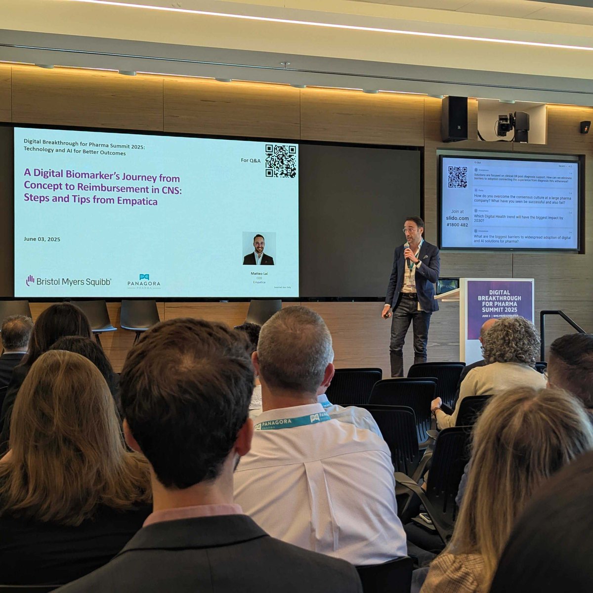 Empatica (@empatica) on Twitter photo 🎙️ Yesterday, our CEO and co-founder, Matteo Lai, presented at the Digital Breakthrough for Pharma Summit 2025, hosted by <a href="/ScienceAtBMS/">Science At BMS</a>.
Matteo discussed EpiMonitor, our epilepsy monitoring solution that utilizes a digital biomarker to detect patterns associated with 🎙️ Yesterday, our CEO and co-founder, Matteo Lai, presented at the Digital Breakthrough for Pharma Summit 2025, hosted by <a href="/ScienceAtBMS/">Science At BMS</a>.
Matteo discussed EpiMonitor, our epilepsy monitoring solution that utilizes a digital biomarker to detect patterns associated with