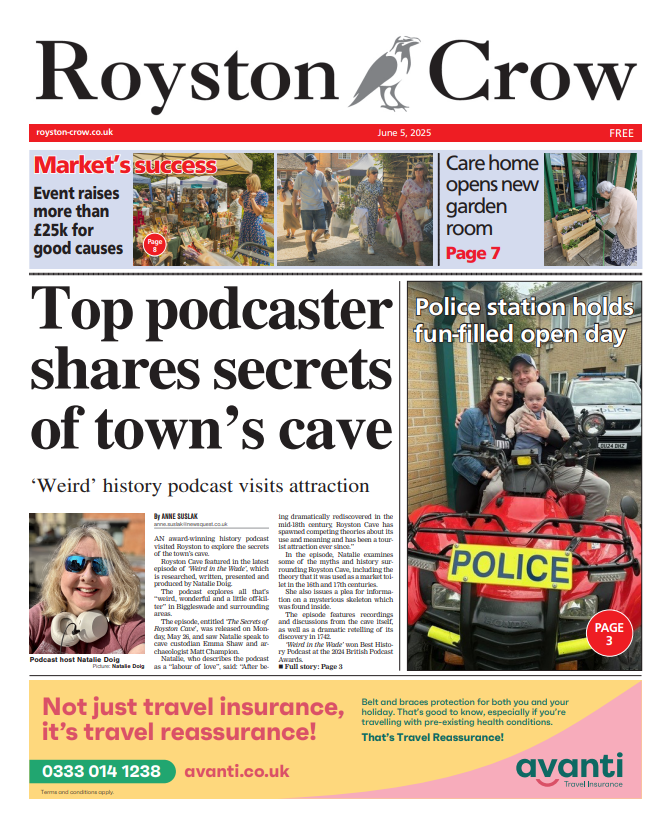 In tomorrow's Crow... 🐦‍⬛#TomorrowsPapersToday
🎙️Podcaster shares secrets of town's cave
🗞️Market raises money for charity
🚓Police station holds fun-filled open day
And more! Pick up your copy tomorrow