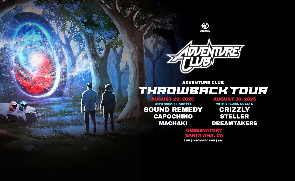 Observatory Orange County (@observatoryoc) on Twitter photo Adventure Club are bringing the Throwback Tour (18+) to the Observatory on August 29 and August 30 ⚡ Tickets are on sale Friday at 10am.
🎟️ livemu.sc/3FzVKoS
✨ <a href="/AdventureDub/">Adventure Club</a> Adventure Club are bringing the Throwback Tour (18+) to the Observatory on August 29 and August 30 ⚡ Tickets are on sale Friday at 10am.
🎟️ livemu.sc/3FzVKoS
✨ <a href="/AdventureDub/">Adventure Club</a>